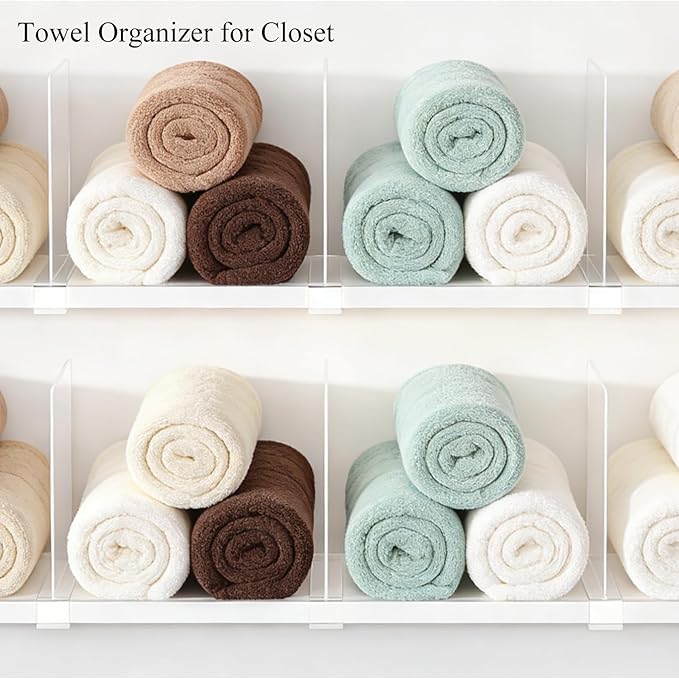 Acrylic Shelf Dividers for Closet Organization: Clear Handbag Purse Organizer for Closet - Shelf Separators for Sweater Sweatshirt Clothes Towel in Home Kitchen, 2Pack