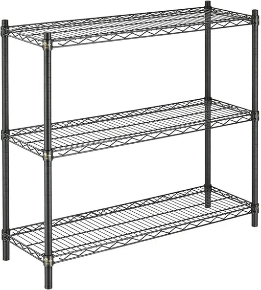 APLSS 14" D x 48" W x 34" H Black Heavy Duty Wire Shelving with 3 Tier Shelves, NSF Certified, Height Adjustable, Wet&Dry Environments, for Kitchen Garage Walk-in Cooler&Freezer, 800lbs Capacity