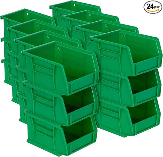 Akro-Mils 30210 AkroBins Plastic Storage Bins, Space-Saving Stackable for Garage, Pantry, Craft Organization, 5 x 4 x 3-Inch, Grey, (Pack of 24)