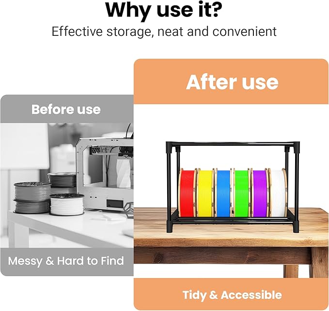 9-Tier 3D Printer Filament Storage Rack, Heavy Duty Metal Spool Holder Holds 54×1kg, Tool-Free Assembly, Modular Design for Home Office Workshop
