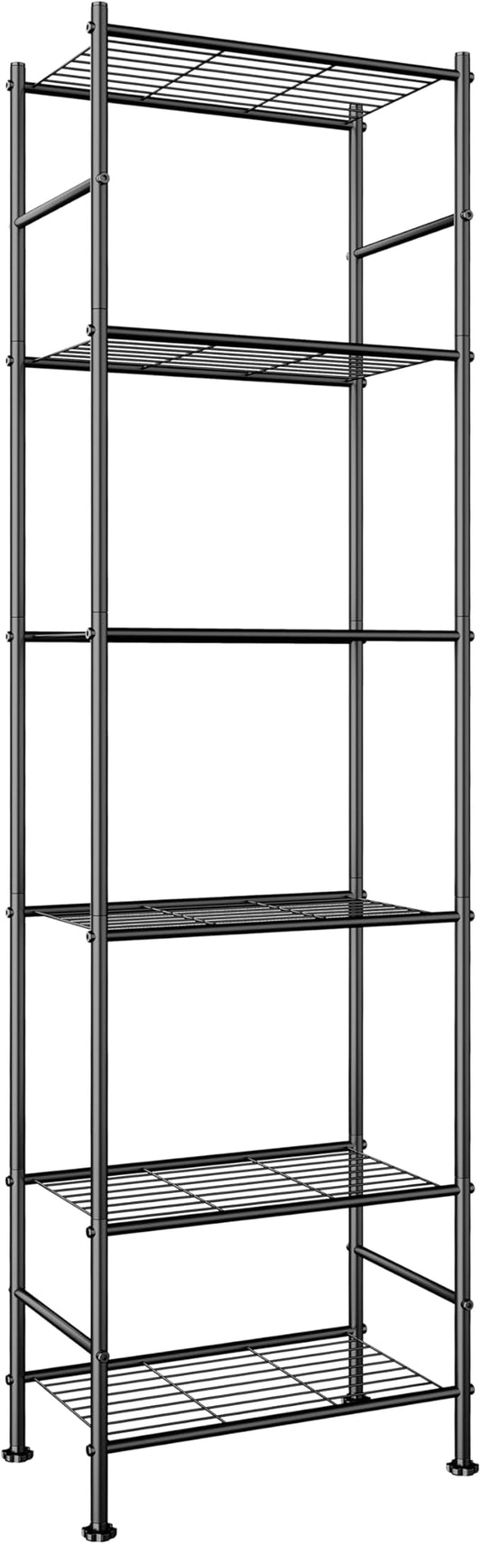 Abiglifty Storage Shelves, 6-Tier Metal Shelving, Closet Shelves with Adjustable Leveling Feet, Shelf Organizer for Kitchen, Pantry, Laundry