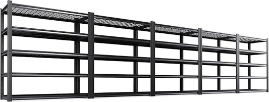 Set of 5 Heavy Duty Garage Shelving 5T Storage Shelves, Adjustable Metal Shelving Unit, Utility Garage Organizer Shelf for Basement, Pantry, Warehouse, Supermarket, 45.6" Wx17.7 Dx71.2 H