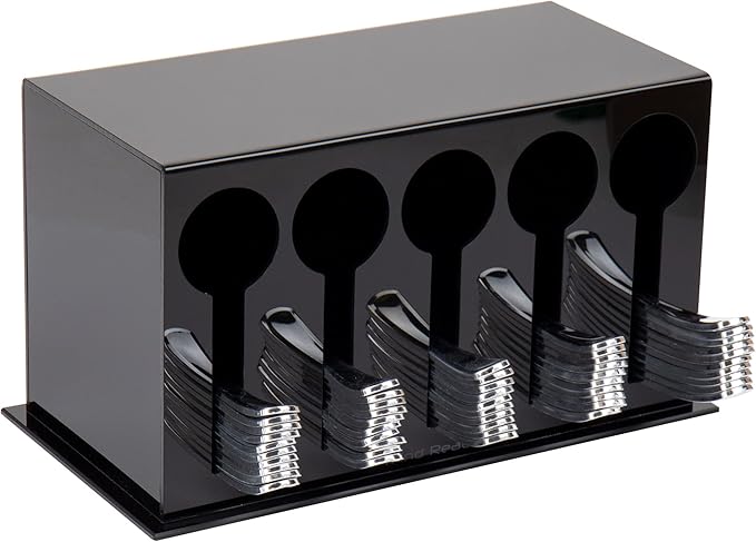 Mind Reader Utensil Dispenser, Silverware Organizer, Plastic Fork and Spoon Dispenser, Kitchen, 11"L x 5.75"W x 6"H, Black