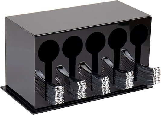 Mind Reader Utensil Dispenser, Silverware Organizer, Plastic Fork and Spoon Dispenser, Kitchen, 11"L x 5.75"W x 6"H, Black