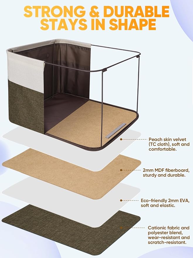 BALEINE 1 Pack Fabric Closet Storage Bins for Shelves, Linen Closet Organizers and Storage, Decorative Baskets for Organizing, Shelf, Clothes, Home, Office (Brown, 17''x13''x10.5'')