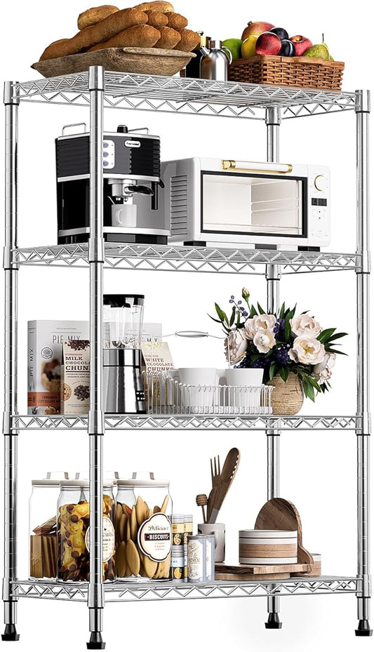 M MZG 1000 lbs Storage Shelving 4-Tier Utility Shelving Unit Steel Organizer Wire Rack for Home,Kitchen,Office,Chrome (13.7" D x 23.6" W x 53.4" H)