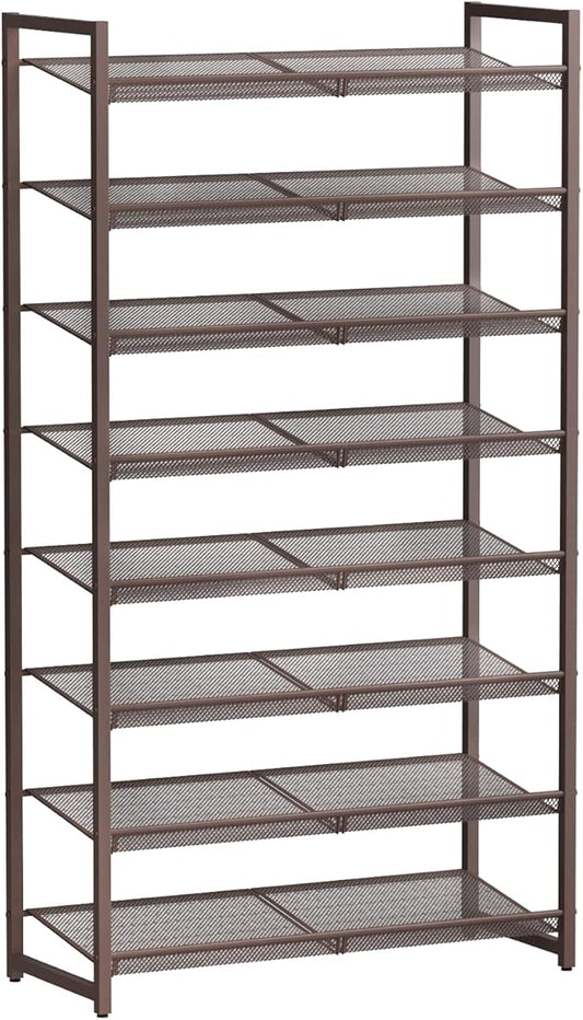 8Tier Metal Tall Shoe Rack,Large Shoe Rack for Closet,entryway,Garage, with Adjustable Flat or Angled Shelves, Hold 32-40 Pairs Shoes ﻿