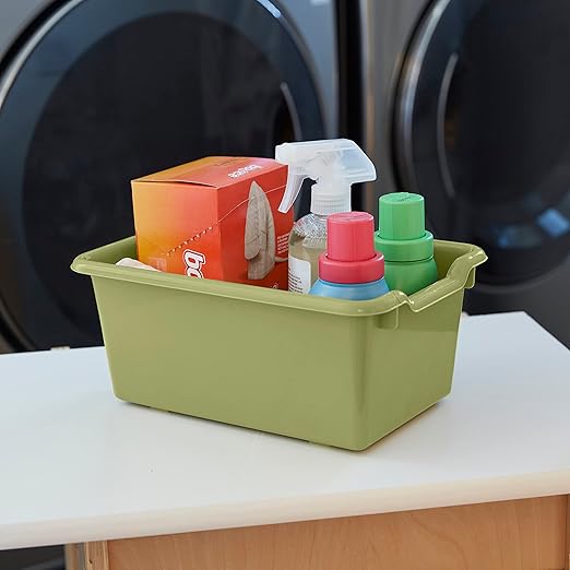 ECR4Kids Scoop Front Storage Bin, Multipurpose Organization, Fern Green, 5-Piece