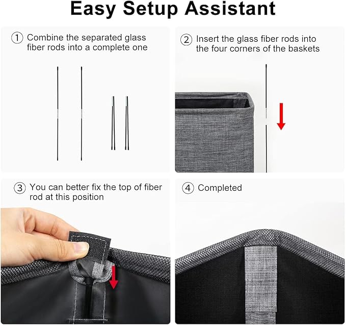 ZERO JET LAG Slim Laundry Hamper With Handles Collapsible Laundry Basket Thin Dirty Clothes Basket Narrow Laundry Bag Foldable Dirty Cloth Hamper 45L (24 inches,Dark Grey)