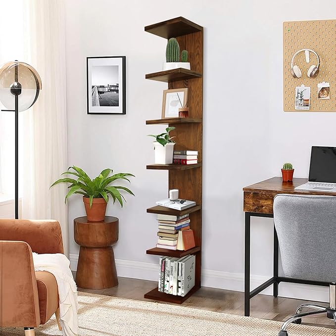 LitaEther Lack Wall Shelf,Display Floating Shelf (Solid Wood, 7 Tier)