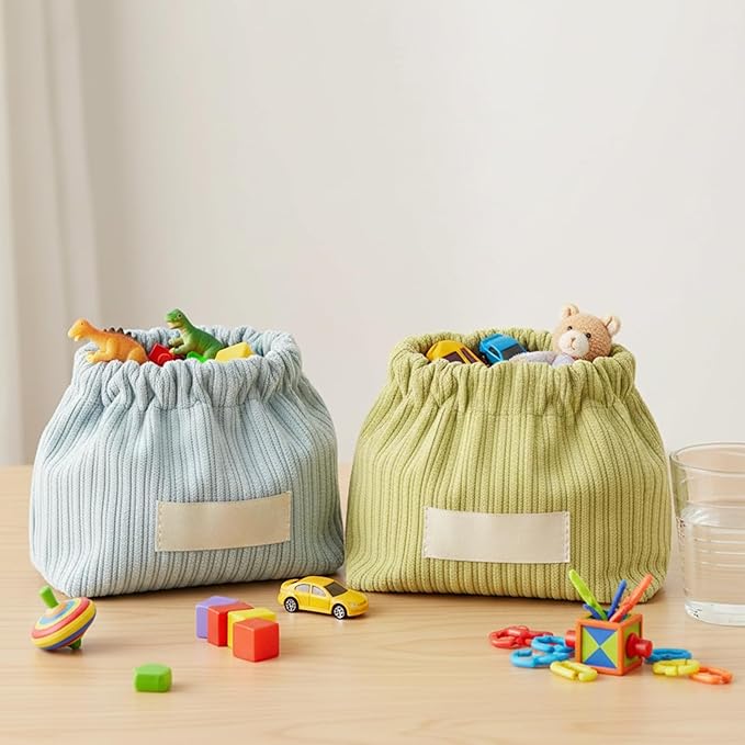 8 Pack Corduroy Elastic Hair Tie Organizer, Corduroy Eeastic Storage Bag for Purse, 8 Pack corduroy Pouches for Hair Accessories and Small Items, Compact Organizer with Elastic Closure