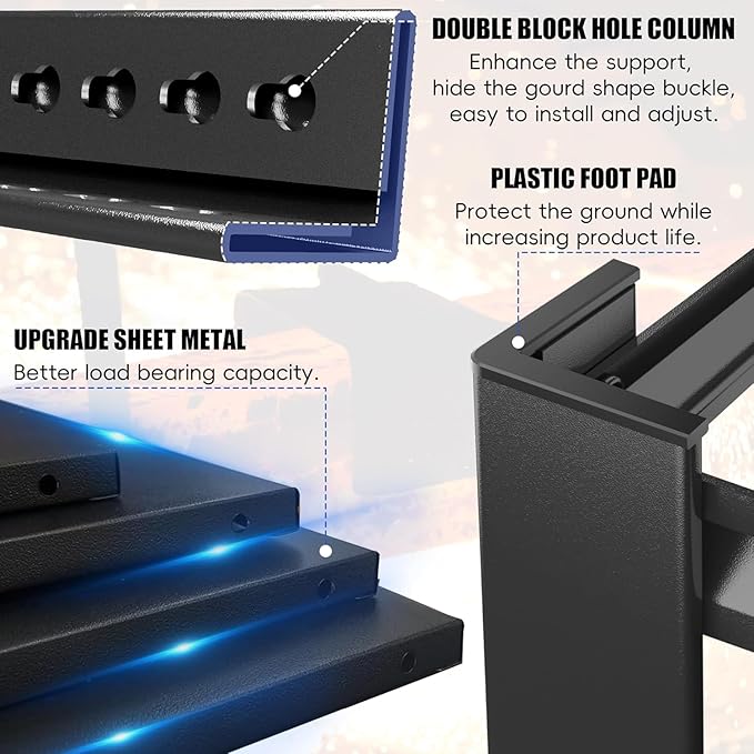 3-Tier Storage Shelves, Adjustable Shelves，KitchenStorage Standing Baker's Racks, Shelving Unit for Kitchen, Living Room, Dinning Room, Coffee Bar (31.5'H×16'W×11.8'D)
