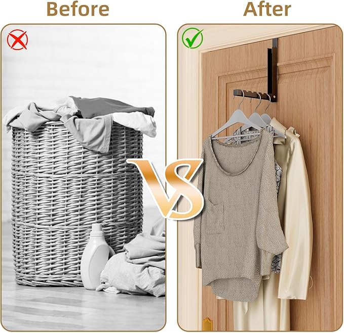 ZMBESUP Over The Door Hanger Folding Clothes Drying Rack, Folding Hanging Coat Rack for Indoor Laundry Room Compact Small Space Foldable Portable Clothing Hanger Hook Collapsible- 2 Pack（Black）