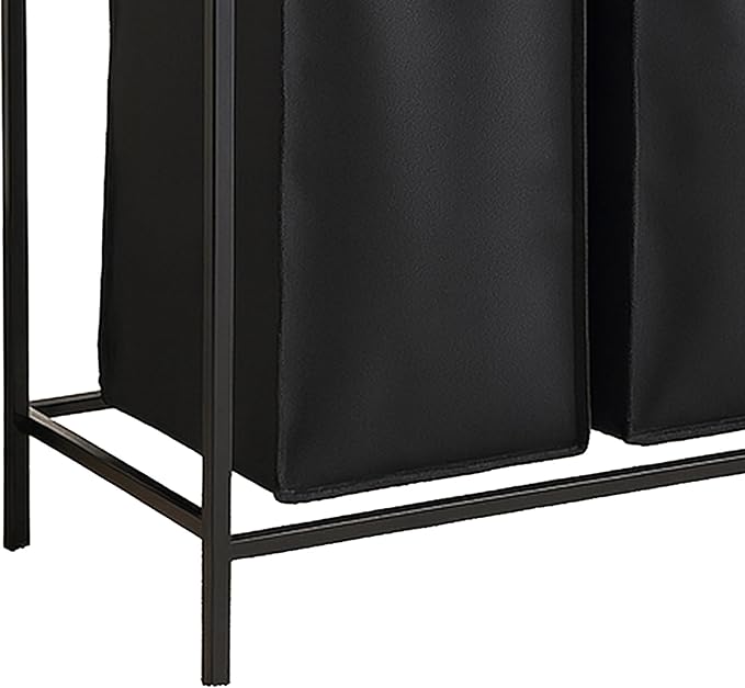 Relaxdays sorter with 3 Removable Laundry Bags, with Shelf, HWD 72x92.5x33 cm, Metal Basket, Brown/Black, Iron, Fibreboard, Polyester, 72 x 92.5 x 33 cm
