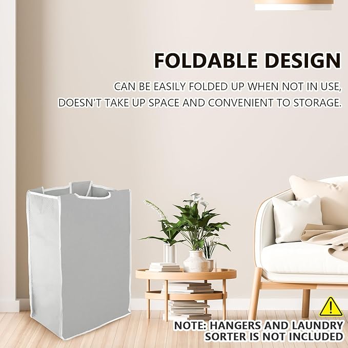 3 Pcs Laundry Sorter Replacement Bags Hamper Cart Removable Replacement Laundry Storage Organizer Bag Hamper Liner, 14.9 x 9 x 21.7 Inch (Light Gray)