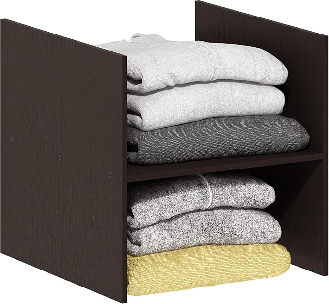 Furinno Cubicle Cube Insert, H-Shelf Cube Organizer, 2-Tier Shelf Dividers, Fits into Furinno Extra Thick Cubes, for Organizers and Storage, Black Oak (Does not fit IKEA Kallax Shelving)