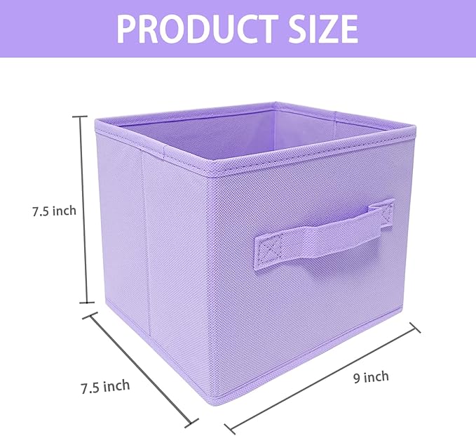 EBIGIC Purple Cube Storage Bins 9.0"x7.5"x7.5" Mini Size Fabirc Foldable Closet Toy Organizer Collapsible Cloth