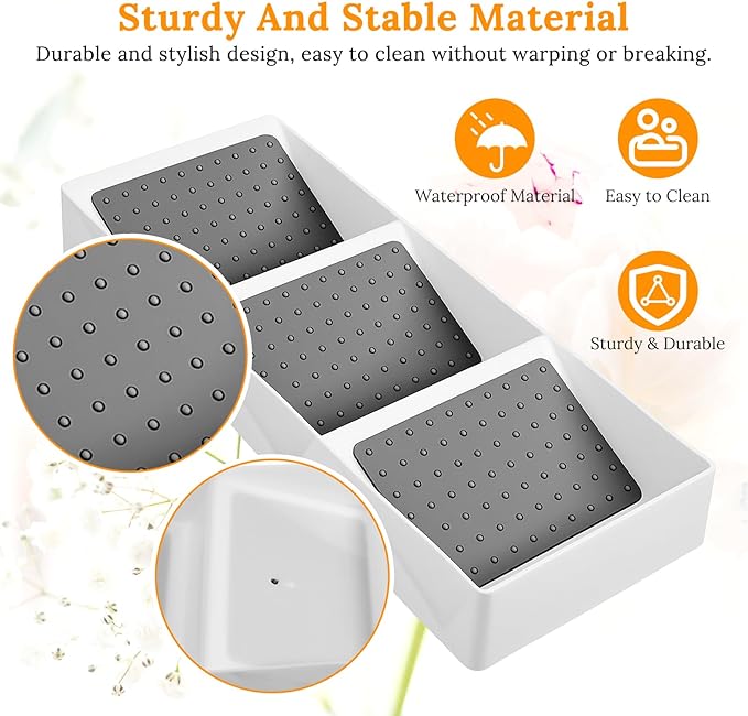 2 Pcs Spice Drawer Organizer, 3 Tier Non-Slip Silicone Seasoning Jars Drawer Insert, Spice Rack Organization for Cabinet, Making up Organizer, Bottle Rack,Bottles Holder,Spice Bottle Organizer