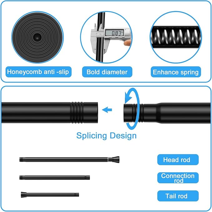 1 Pack Spring Tension Rods 28-49IN, 7/8 Inch Diameter Black No Drill Spring Loaded Adjustable Extendable, Small Short Tension Curtain Rod for Windows Kitchen Doorway Closet Cupboard