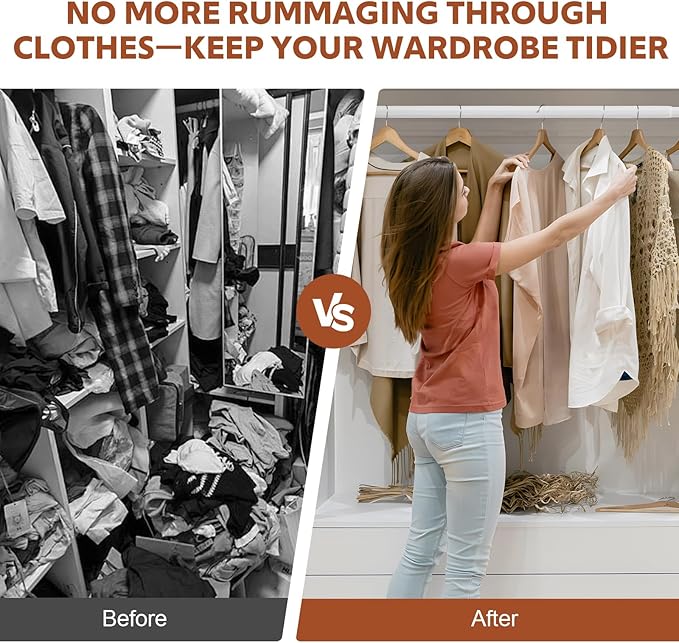 Closet Rods for Hanging Clothes, 17-42 Inch Stepless Adjustable Closet Rod, 1.3 Inch Heavy Duty Metal Clothes Hanging Rod, Expandable Closet Bar Hanger Rod for Closet Wardrobes Laundry RV White