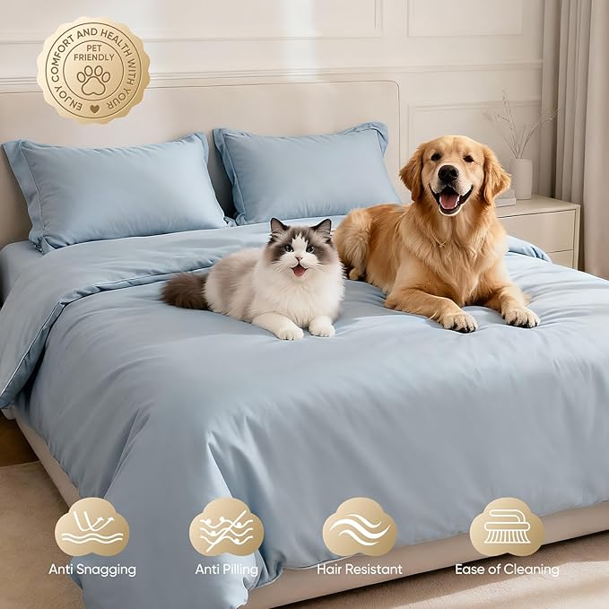 TWK 1200 Thread Count 100% Egyptian Cotton Sheets Bed Set,Thickness,Long-Lasting Durability,Resists Pilling,Deep Pocket Up to 18",with a Laundry Bag (French Blue, California King)