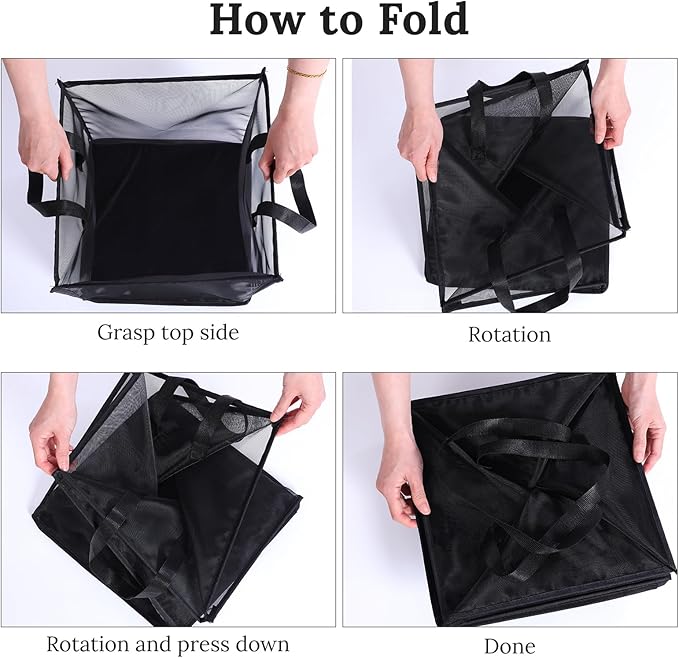 6 Pack Popup Laundry Hamper Collapsible Mesh Laundry Baskets with Handles, Portable Dirty Clothes Baskets Single Layer Foldable Clothes Hamper for Washing Storage, Dorm and Travel Use (Black,13 Inch)