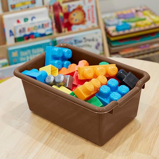 ECR4Kids Scoop Front Storage Bin, Multipurpose Organization, Chocolate, 5-Piece (Pack of 2)