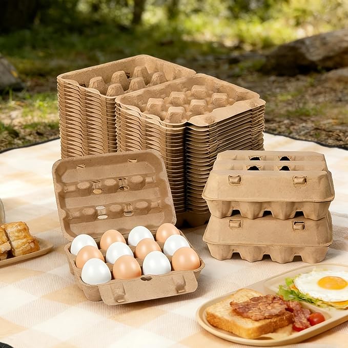 15 Pack Egg Cartons, 3x4 Style Reusable Natural Paper Pulp Egg Cartons Cheap Bulk, Sturdy Egg Holder for Fridge, Empty Containers for Fresh Chicken Eggs