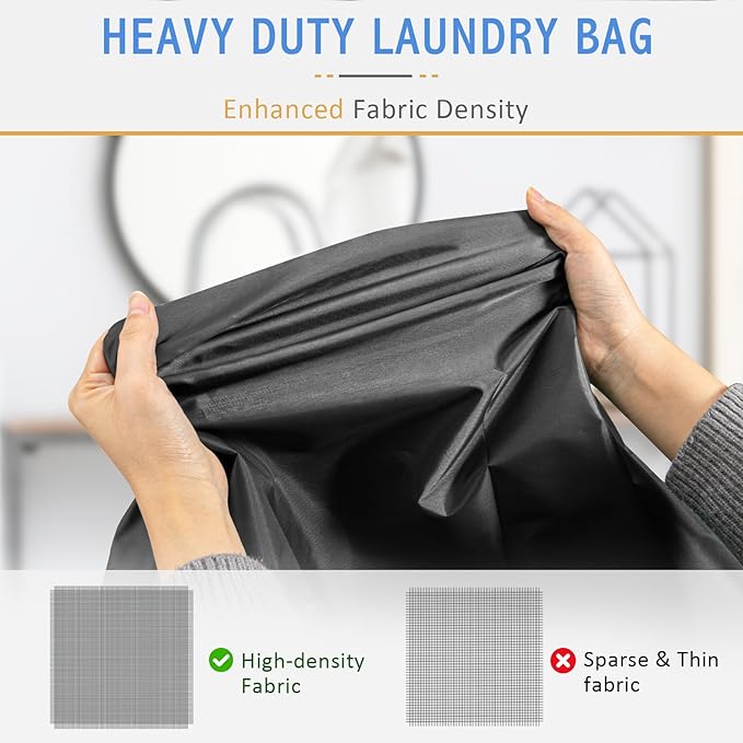 Isink Extra Large Laundry Bag With Handles, Heavy Duty, Travel Laundry Bag for Dirty Clothes, 28" x 40" (Black)