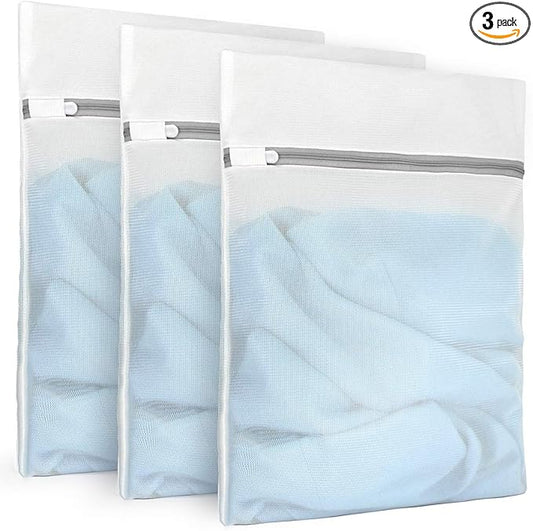 Muchfun 3Pcs Durable Fine Mesh Laundry Bags for Delicates 12 x 16 Inches (3 Medium)
