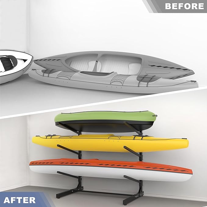 WALMANN Garage Kayak Rack, Heavy-Duty Metal Kayak Storage Rack Adjustable Freestanding Kayak Stand