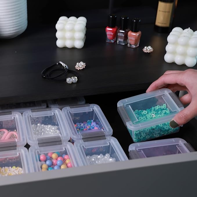 Citylife 0.18QT 20 Pack Plastic Bead Organizers Clear Storage Containers with Lids for Craft Storage Small Storage Box, 3.7 x 2.8 x 1.8 Inches