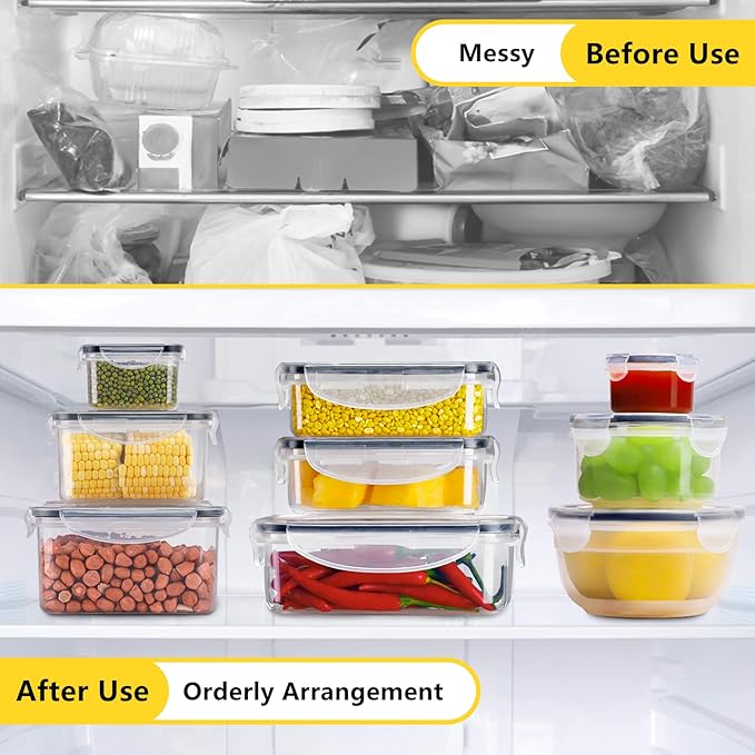 34 PCS Food Storage Container with Lid (17 Lids & 17 Containers) - Reusable Plastic Food Containers for Kitchen Storage and Organization BPA-Free Leakproof Meal Prep Container with Labels & Pen