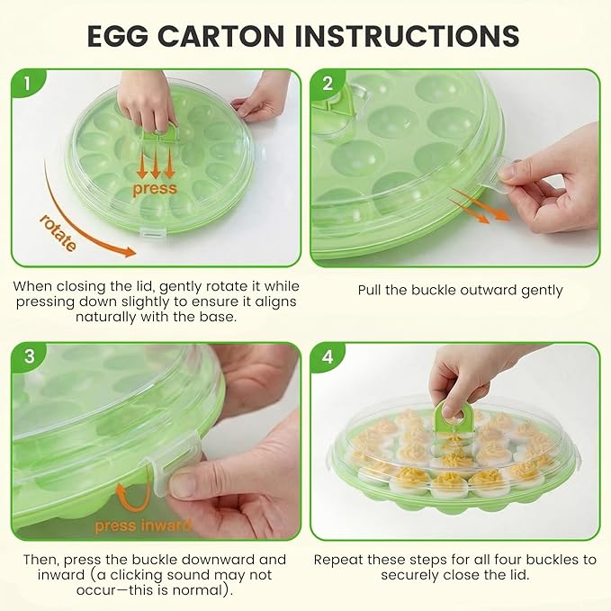 HANSGO Deviled Egg Containers with Lid, 3PCS Deviled Egg Platter Carrier Holder Trays with 66 Slots for Party and Home Kitchen, Green