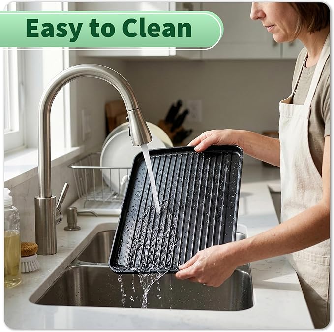 Dish Drying Rack Tray for Kitchen Counter, 2 Pack Dish Rack Drain Board Large Plastic Dish Drying Tray for Bowls Plates Utensils Coffee Cups Household Kitchen Sink Use (Tray Only)