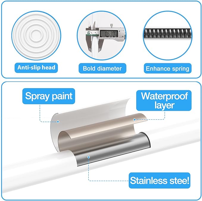 2 Pack Spring Tension Rods 16-27IN, 5/8 Inch Diameter White No Drill Spring Loaded Adjustable Extendable, Small Short Tension Curtain Rod for Windows Kitchen Doorway Closet Cupboard