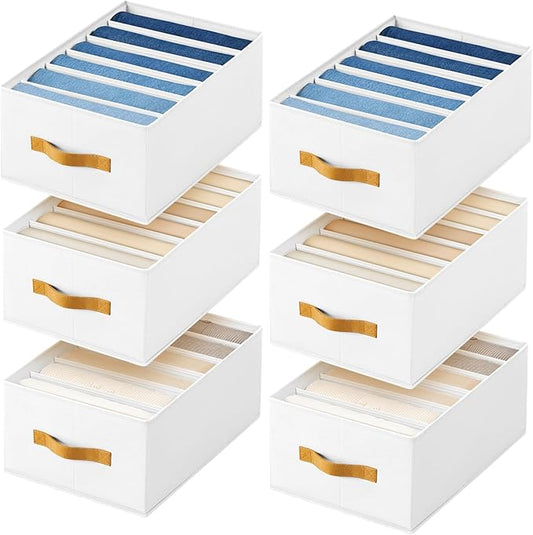 DIMJ Large Wardrobe Clothes Organizer - 8 Packs Fabric Closet Storage Organizer with Handles, Foldable Closet Organizers Dividers for Clothing Jeans Pants Sweater T-shirt