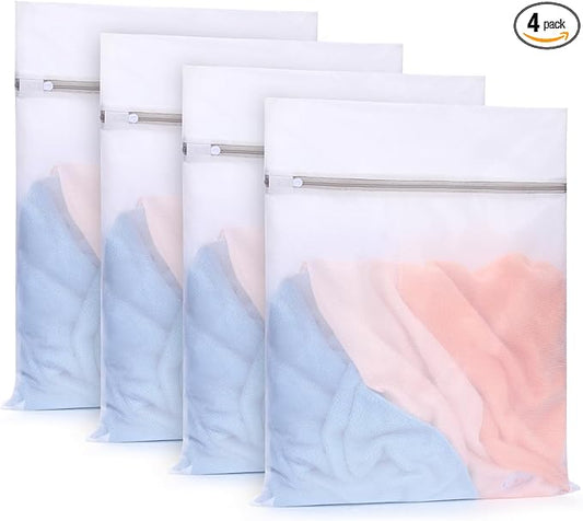 Muchfun 4Pcs Durable Fine Mesh Laundry Bags for Delicates 16 x 20 Inches (4 Large)