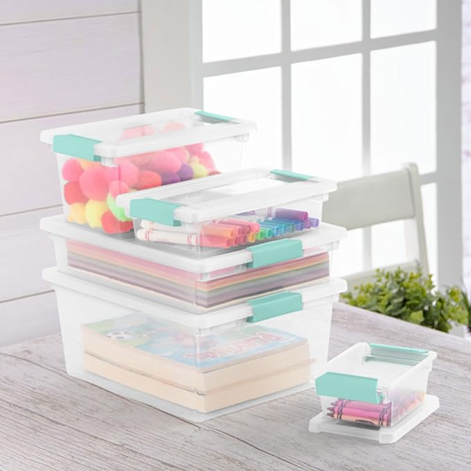 Sterilite 24-Pack Clip Box, Clear Storage for Crafts, Supplies and Office Items, Mini