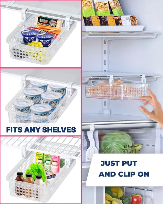 Skywin TidyFriend Refrigerator Egg Drawer 14.1" x 7.7" x 4" - Snap-on Holder for Organizes and Protects Eggs - Adjustable and Space Saving, Storage Container