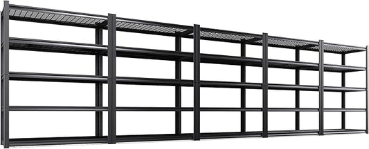 Set of 5 Heavy Duty Garage Shelving 5T Storage Shelves, Adjustable Metal Shelving Unit, Utility Garage Organizer Shelf for Basement, Pantry, Warehouse, Supermarket, 45.6" Wx19.7 Dx78 H