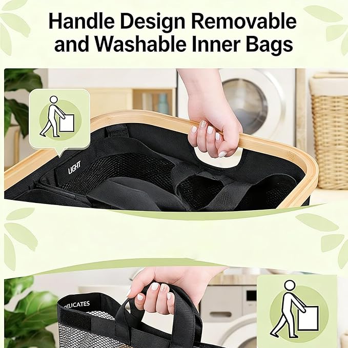 2pcs FLaundry Hamper with Lid,Collapsible Dirty Clothes Hamper Organizer | Large Capacity Space-Saving Design for Bedroom/Laundry Room Essentials (Black)