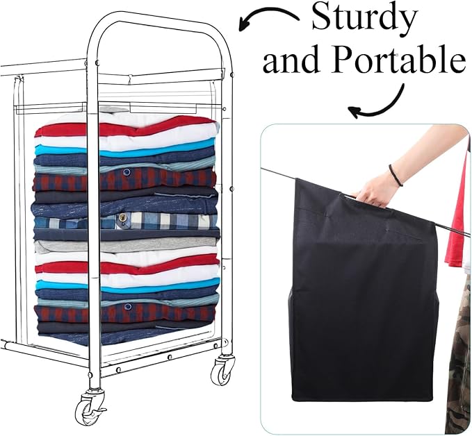 3 Pcs Black Hypotenuse Laundry Sorter Replacement Bags Hamper Cart Removable Replacement Bags Laundry Storage Organizer Bag Hamper Liner, No Hooks (14.76 x 8.66 x 23.23 Inch)