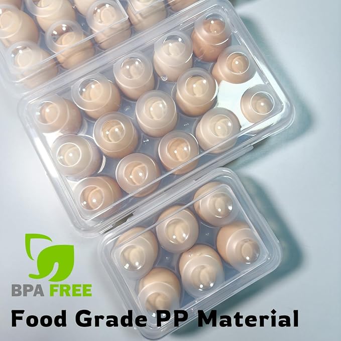 Egg Holder Camping, Egg Holder for Fridge, Portable Egg Tray with Lid, Stackable Egg Storage with Safety Buckle, 6 Grid Egg Container, Clear White