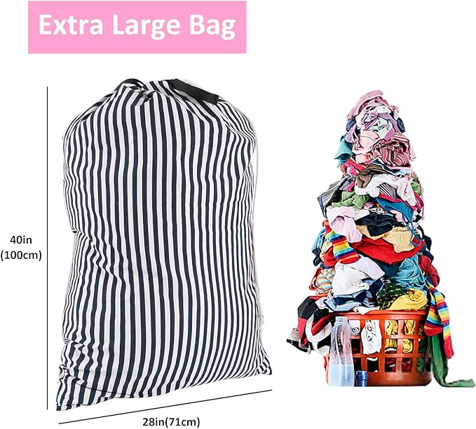 SWISSELITE Laundry Bag with Handle and Drawstring, Large Heavy Duty Laundry Bag, 28 x 40 Inches Travel Dirty Clothes Bag for Laundromat and Household