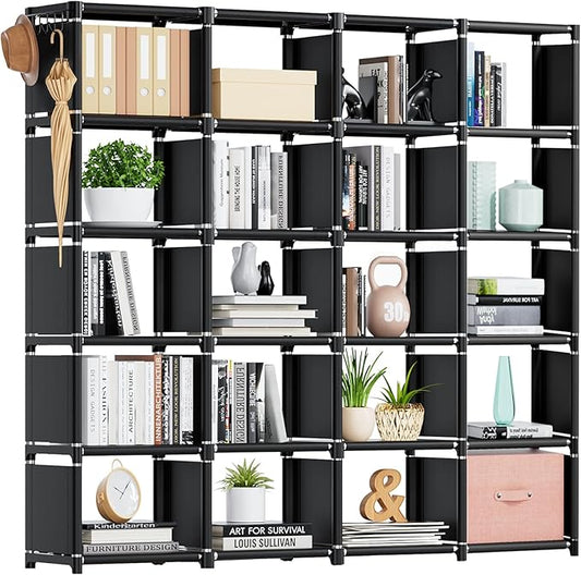 Mavivegue 20 Cube Book Shelf, Storage Organizer, Large DIY Bookcase, Metal Cube Bookshelf, Cubbies Closet Storage Organizer Shelves for Bedroom,Living Room,Home,Office