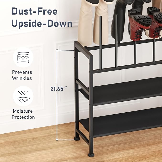 DIMJ Boot Rack 4-Tier - Black Metal Boot Storage Rack for Tall Boots Organizer Tall Boots, Multiuse Shoe Rack for Boots, Sneakers, High-Heel, Entryway, Fits 6 Pairs