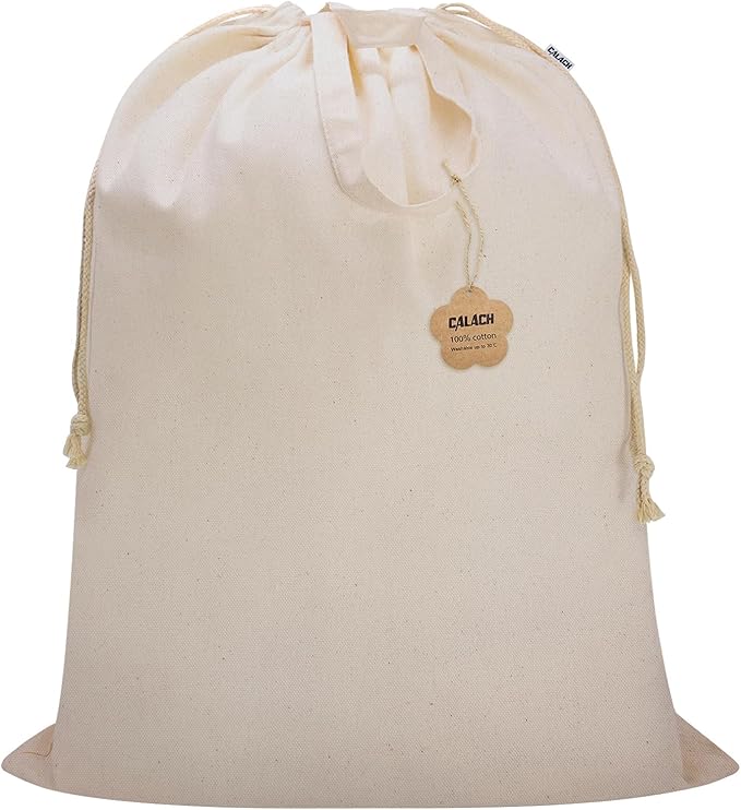 Cotton Canvas Laundry Bag 33"Wx 35"H, Thick Cotton Laundry Bag with Handles & Drawstring, Extra Large Heavy Duty Washable Basket Liner Hamper Liner Storage Sack (Natural XL, 1 Pack)