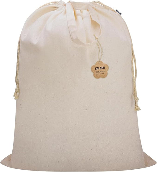 Cotton Canvas Laundry Bag 33"Wx 35"H, Thick Cotton Laundry Bag with Handles & Drawstring, Extra Large Heavy Duty Washable Basket Liner Hamper Liner Storage Sack (Natural XL, 1 Pack)
