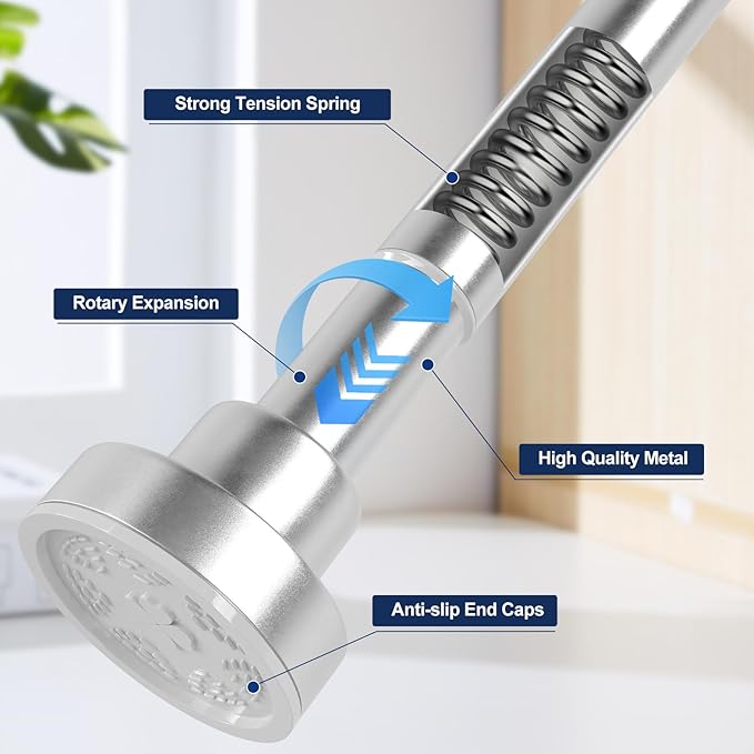 No Drilling Closet Rod, 27.5-94 Inches Hanging Closet Rod for Clothes, Closet Bar & Pole Heavy-duty, Closet Rods for Hanging Clothes For Closet Wardrobes Bathroom Laundry RV Curtains,Nickel